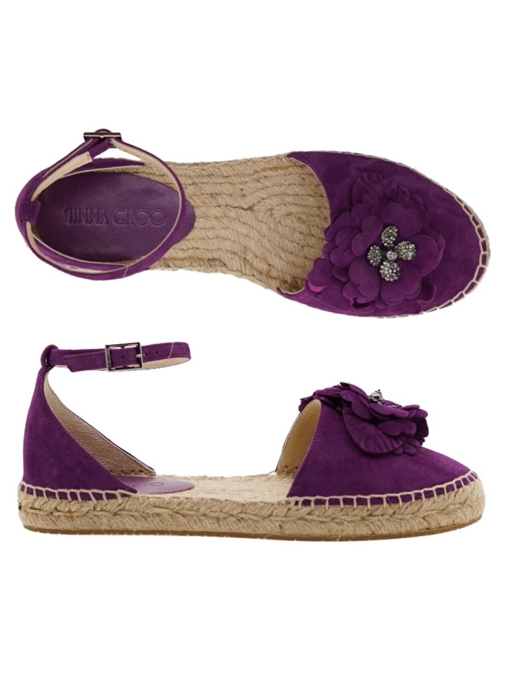 Jimmy Choo Espadrilles Dylan Flat Purple Suede Size 36 New
